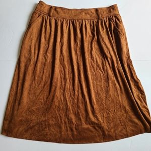 Forever21 Large Rust Brown midi skirt zipper back soft cute